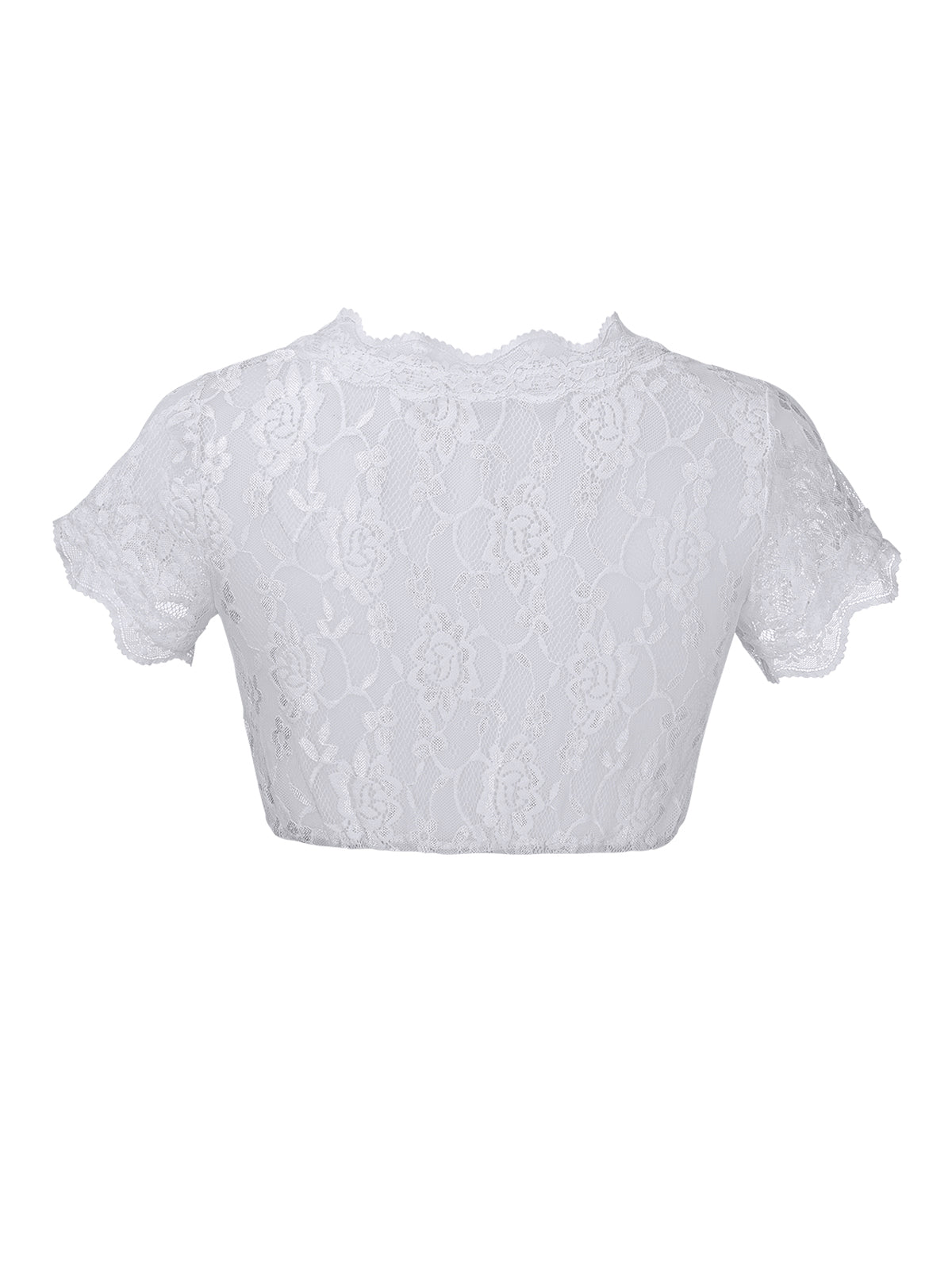 Dirndlbluse Damen Weiß Kurzarm V-Ausschnitt