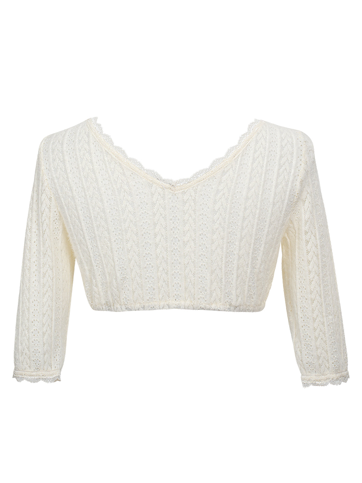 Dirndlbluse Damen Weiß Halbarm V-Ausschnitt