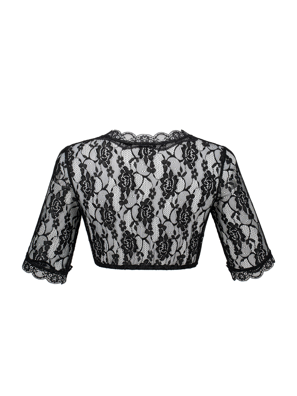 Dirndlbluse Damen Schwarz Halbarm V-Ausschnitt