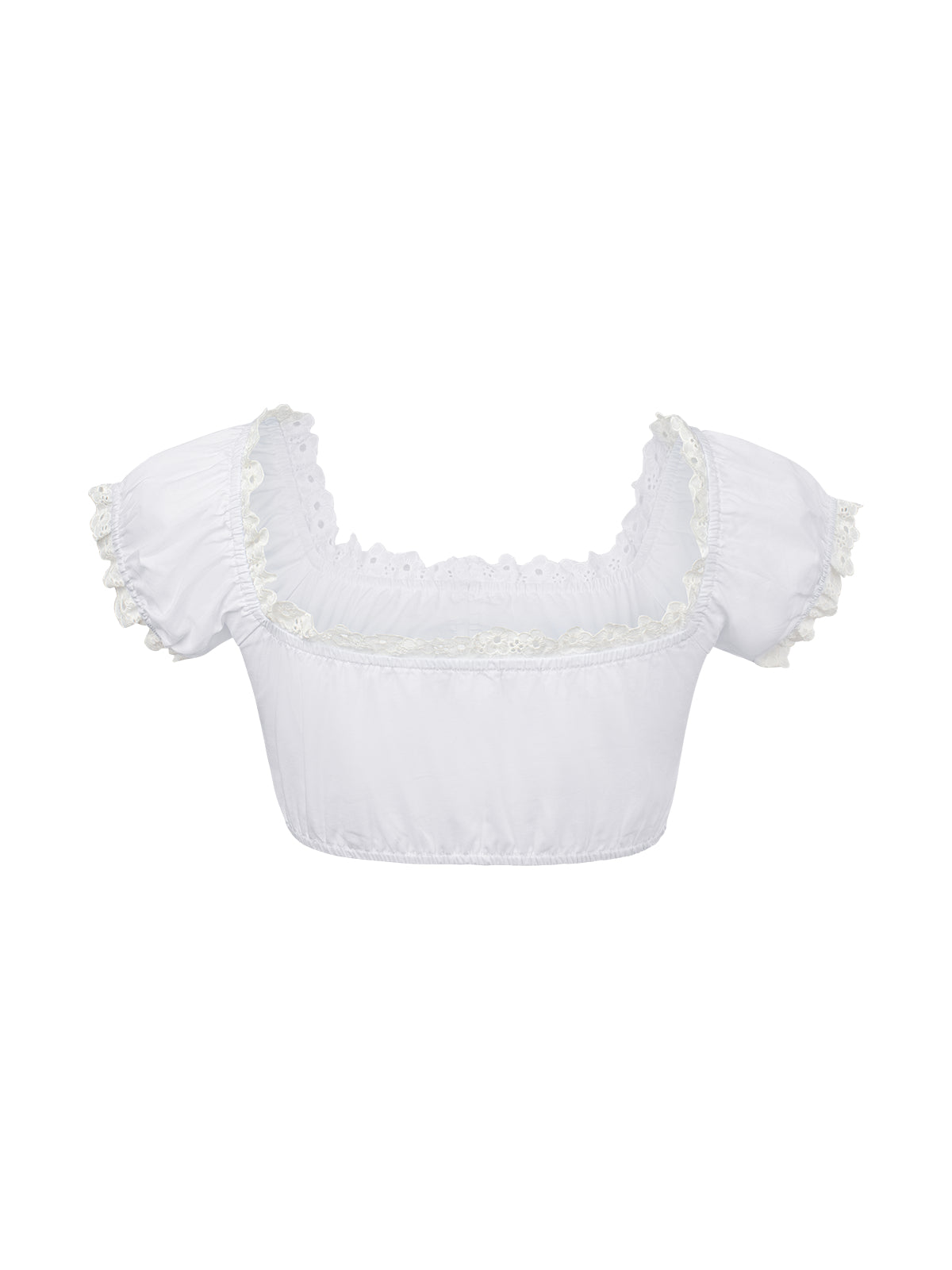 Dirndlbluse Damen Weiß Kurzarm Schulterfreier Ausschnitt