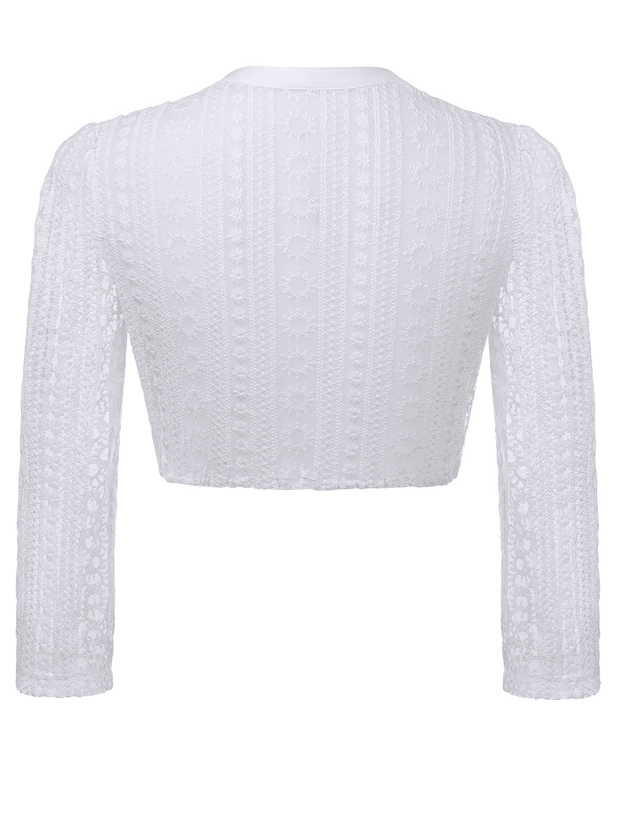 Dirndlbluse Damen Weiß Langarm Hochgeschlossen