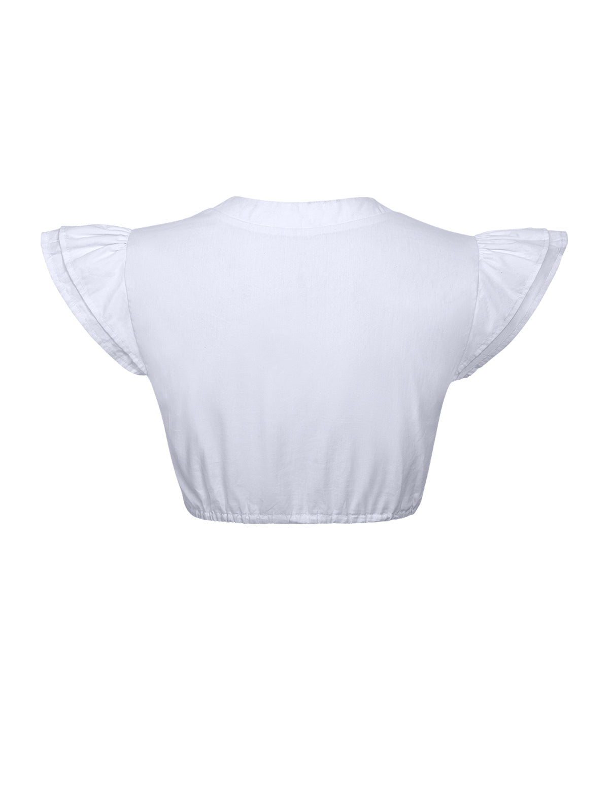 Dirndlbluse Damen Weiß Flügelärmchen V-Ausschnitt