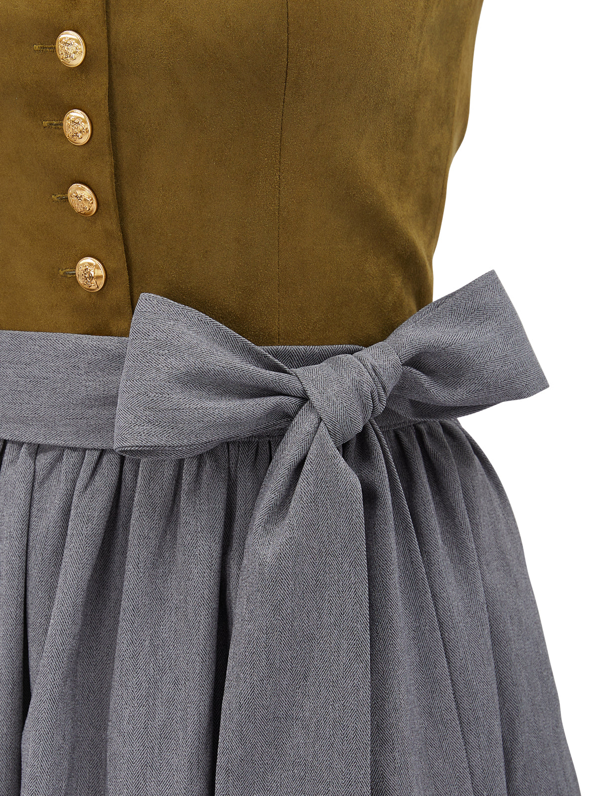 Dirndl Damen Grün 70cm Gerader Ausschnitt Kleid