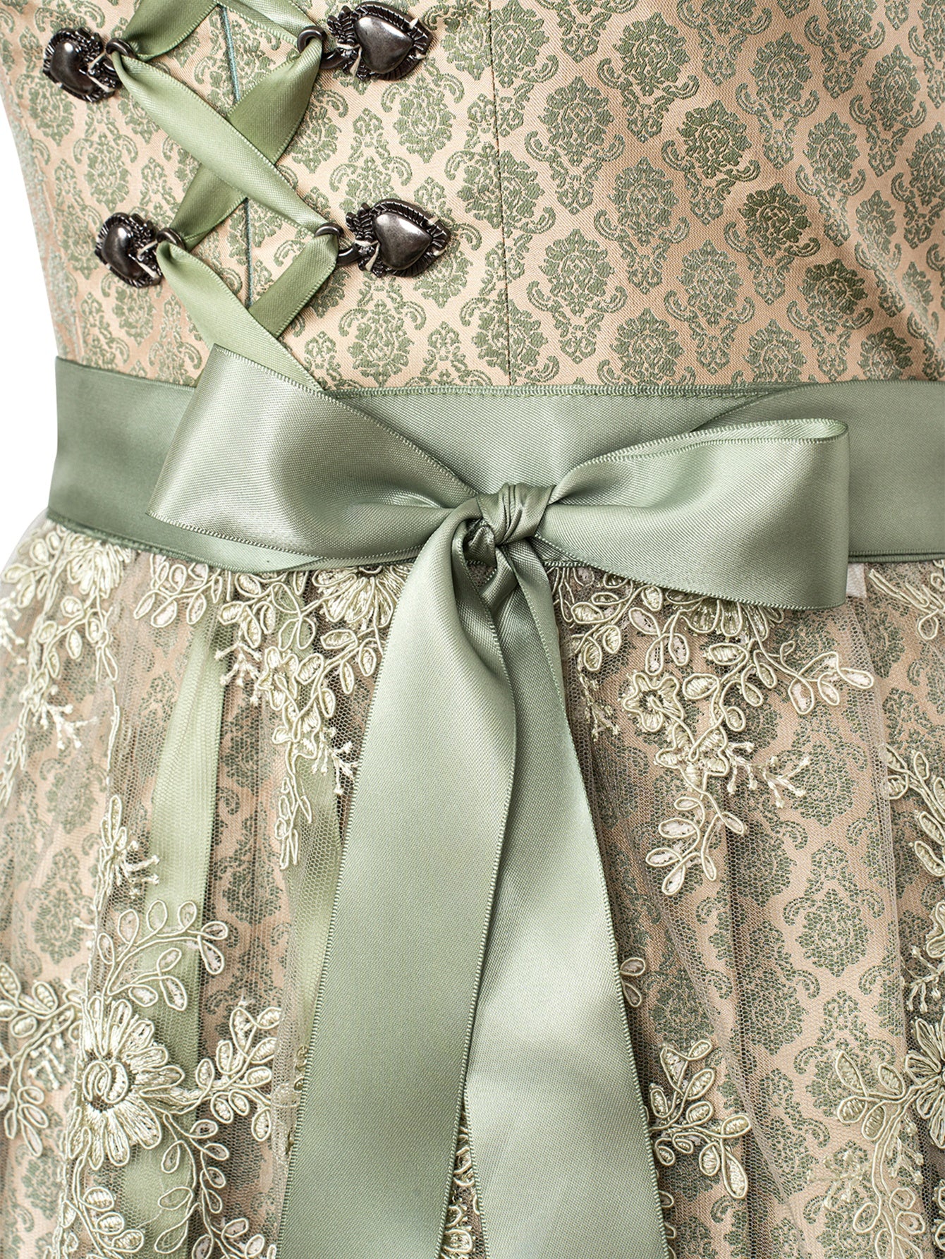 Dirndl Damen Grün 50cm Gerader Ausschnitt Kleid