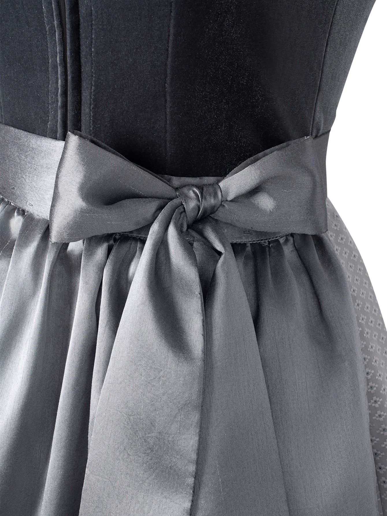 Dirndl Damen Grau 70cm Gerader Ausschnitt Kleid