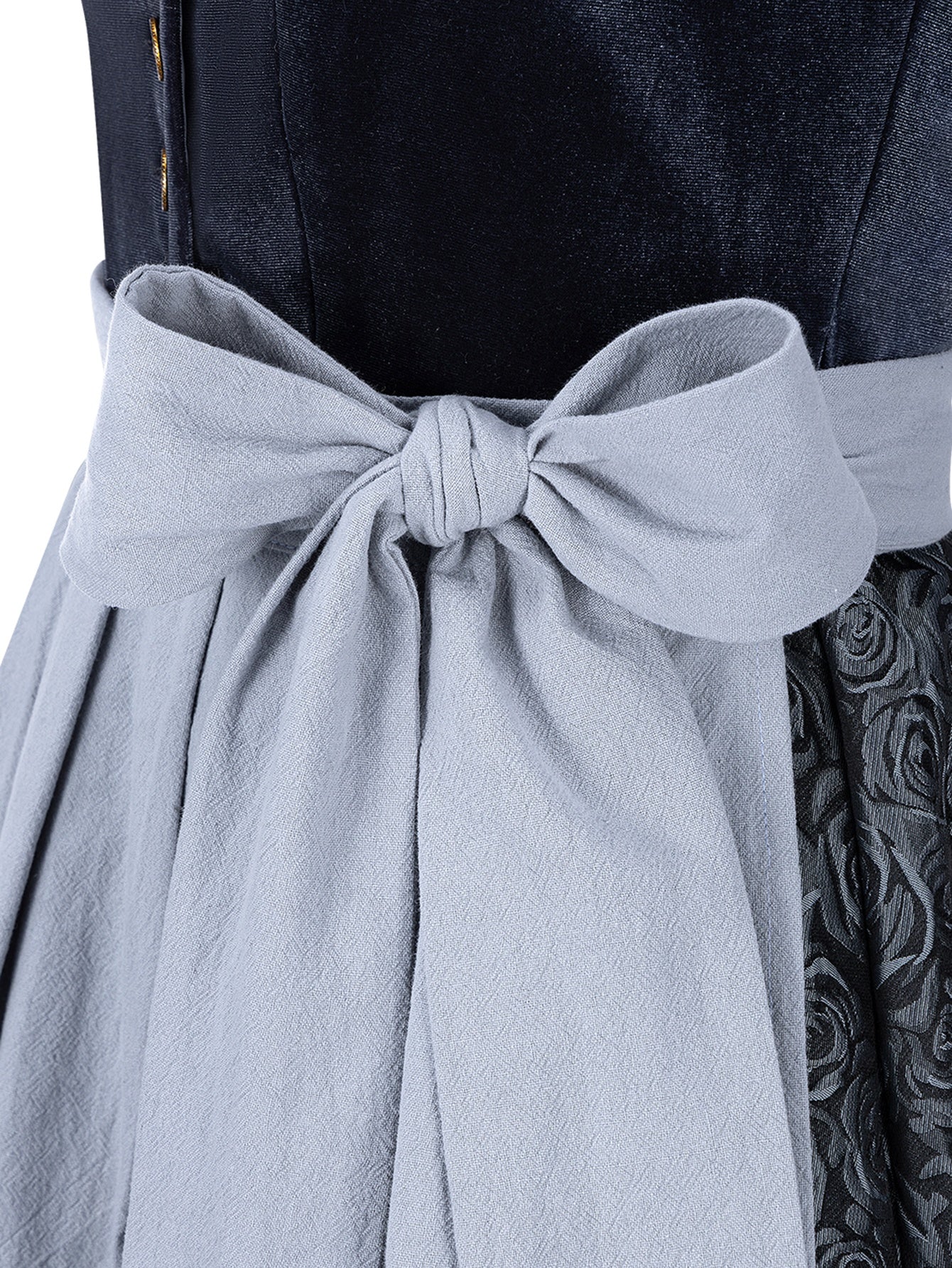 Dirndl Damen Blau 70cm Gerader Ausschnitt Kleid