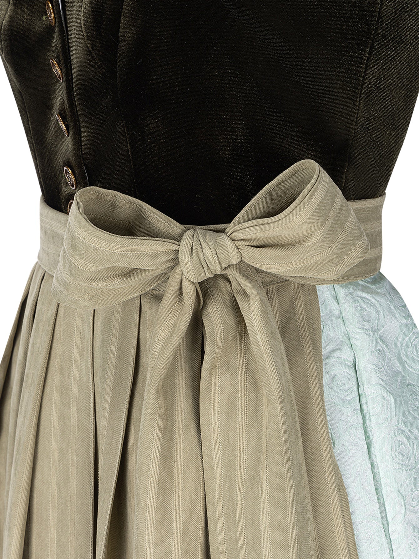 Dirndl Damen Grün 70cm Gerader Ausschnitt Kleid