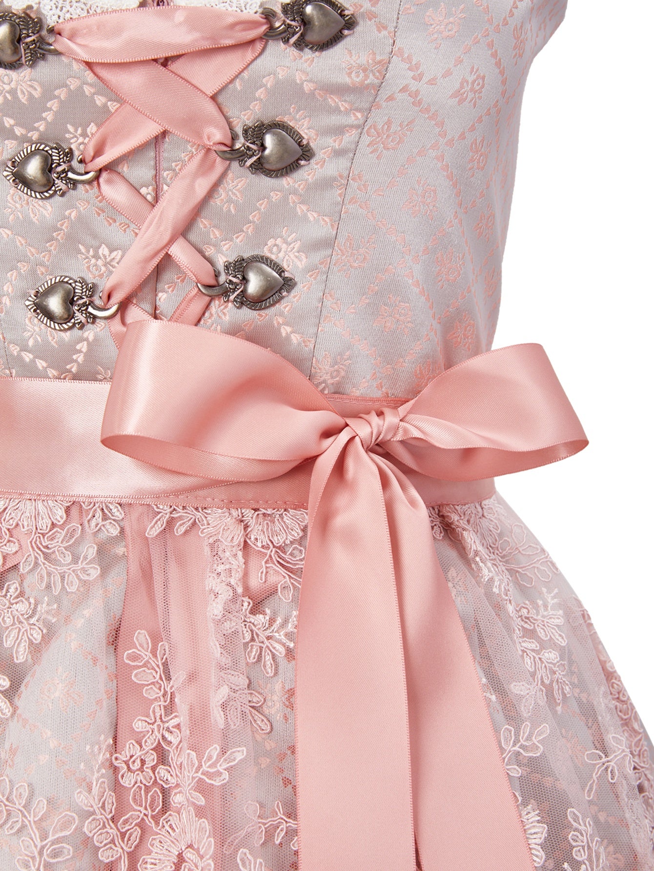 Dirndl Damen Rosa 60cm Herz-Ausschnitt Kleid