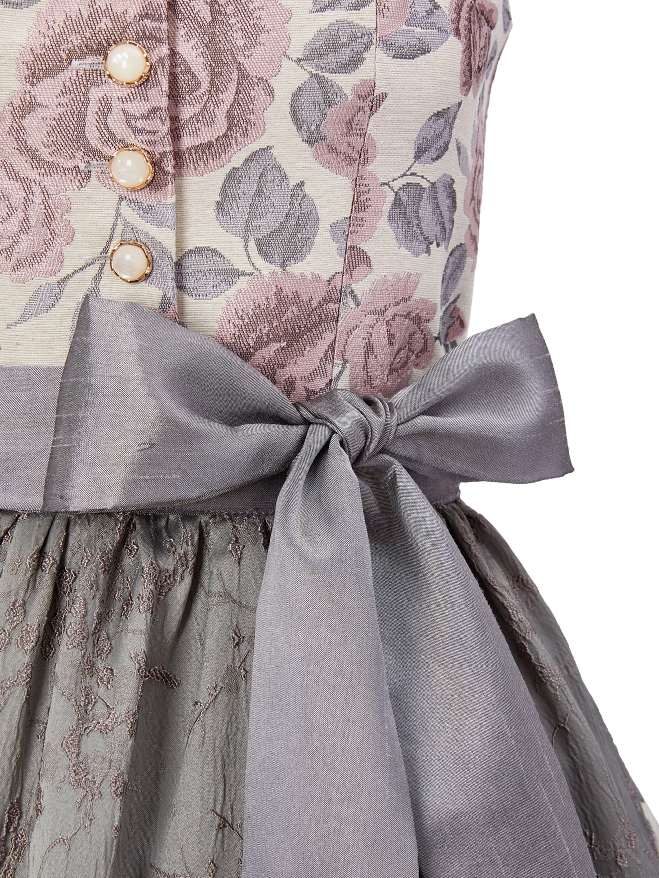 Dirndl Damen Grau 60cm Gerader Ausschnitt Kleid