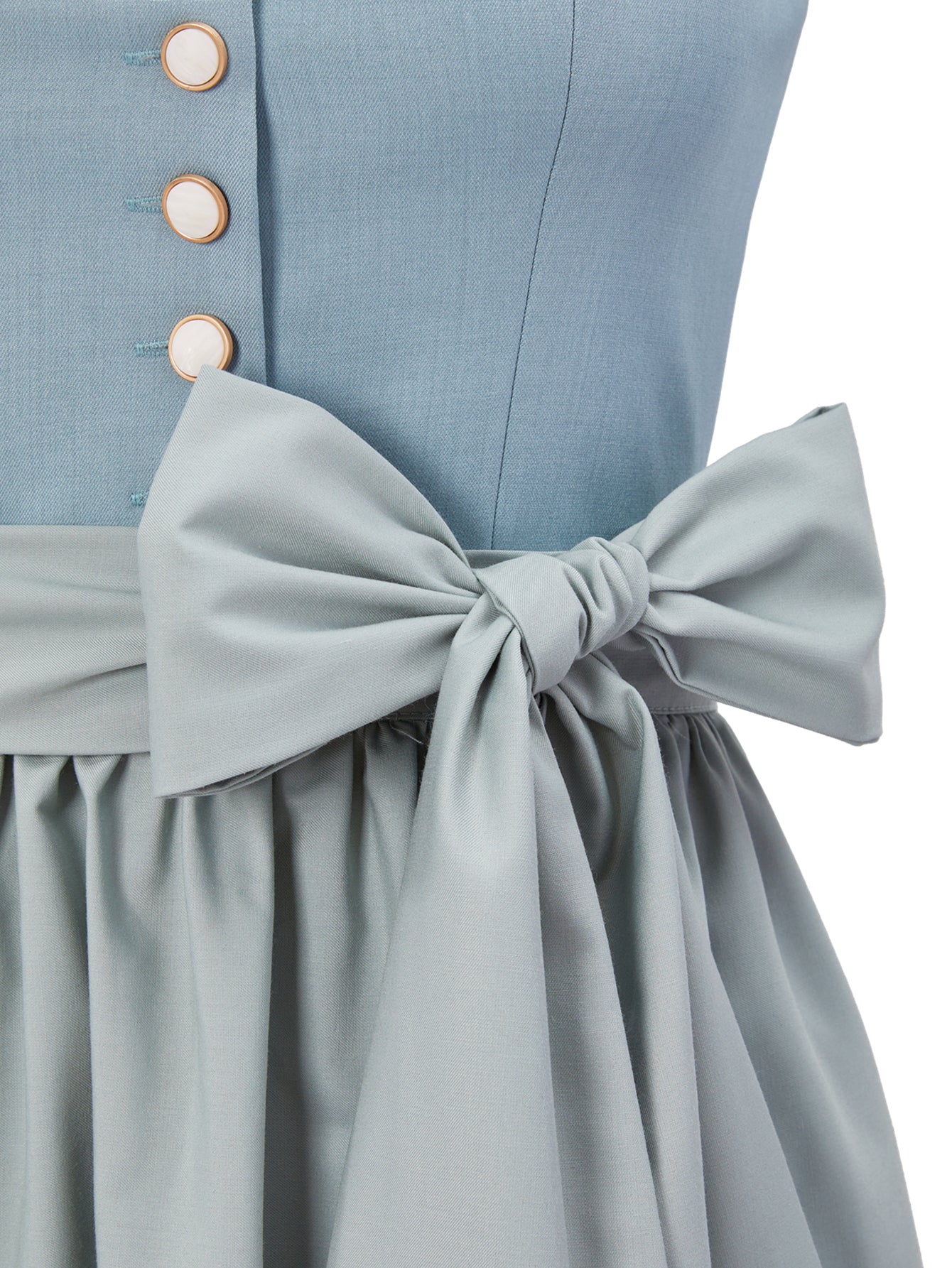 Dirndl Damen Blau 70cm Gerader Ausschnitt Kleid