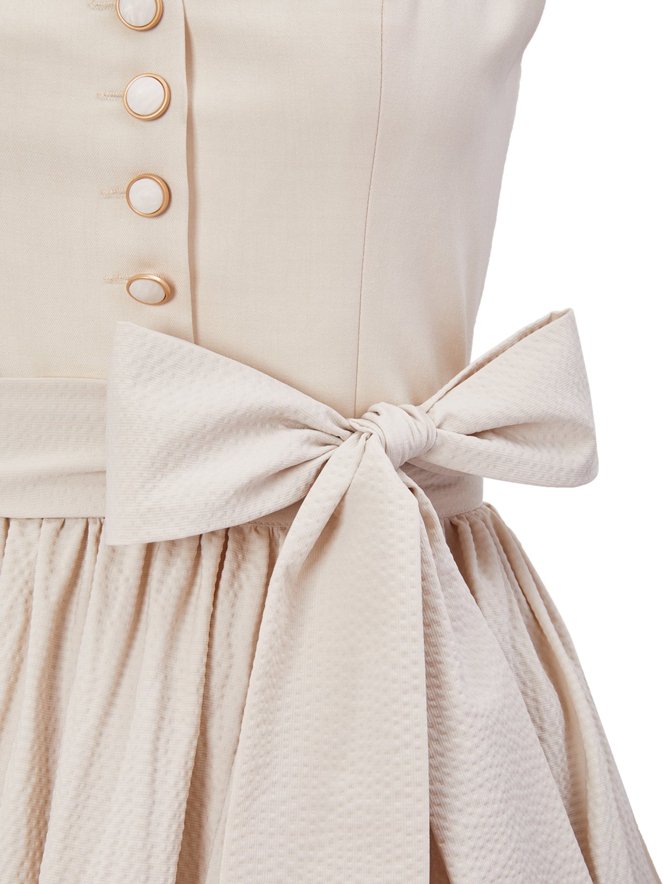 Dirndl Damen Beige 70cm Gerader Ausschnitt Kleid