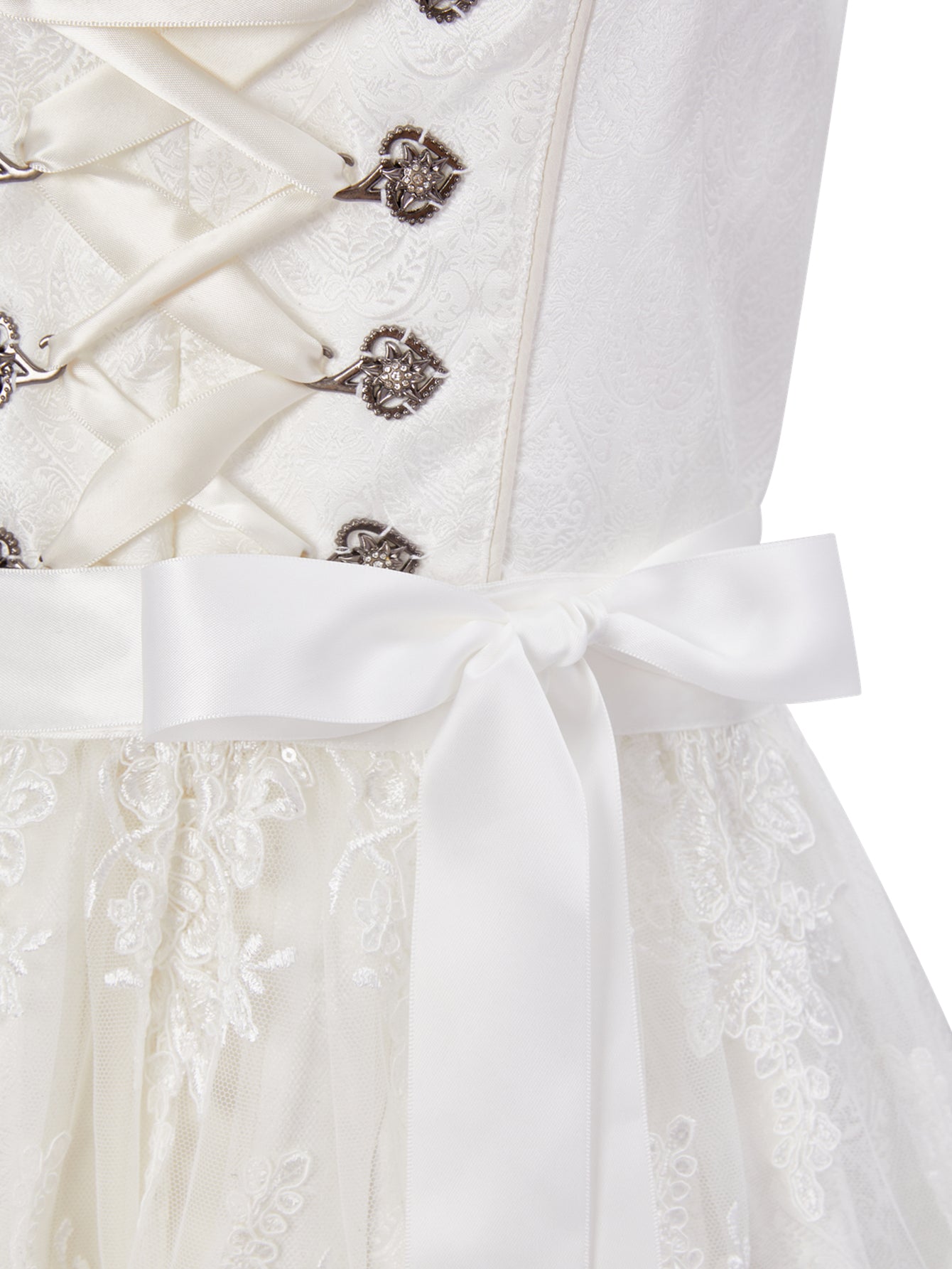 Dirndl Damen Weiß 60cm Gerader Ausschnitt Kleid