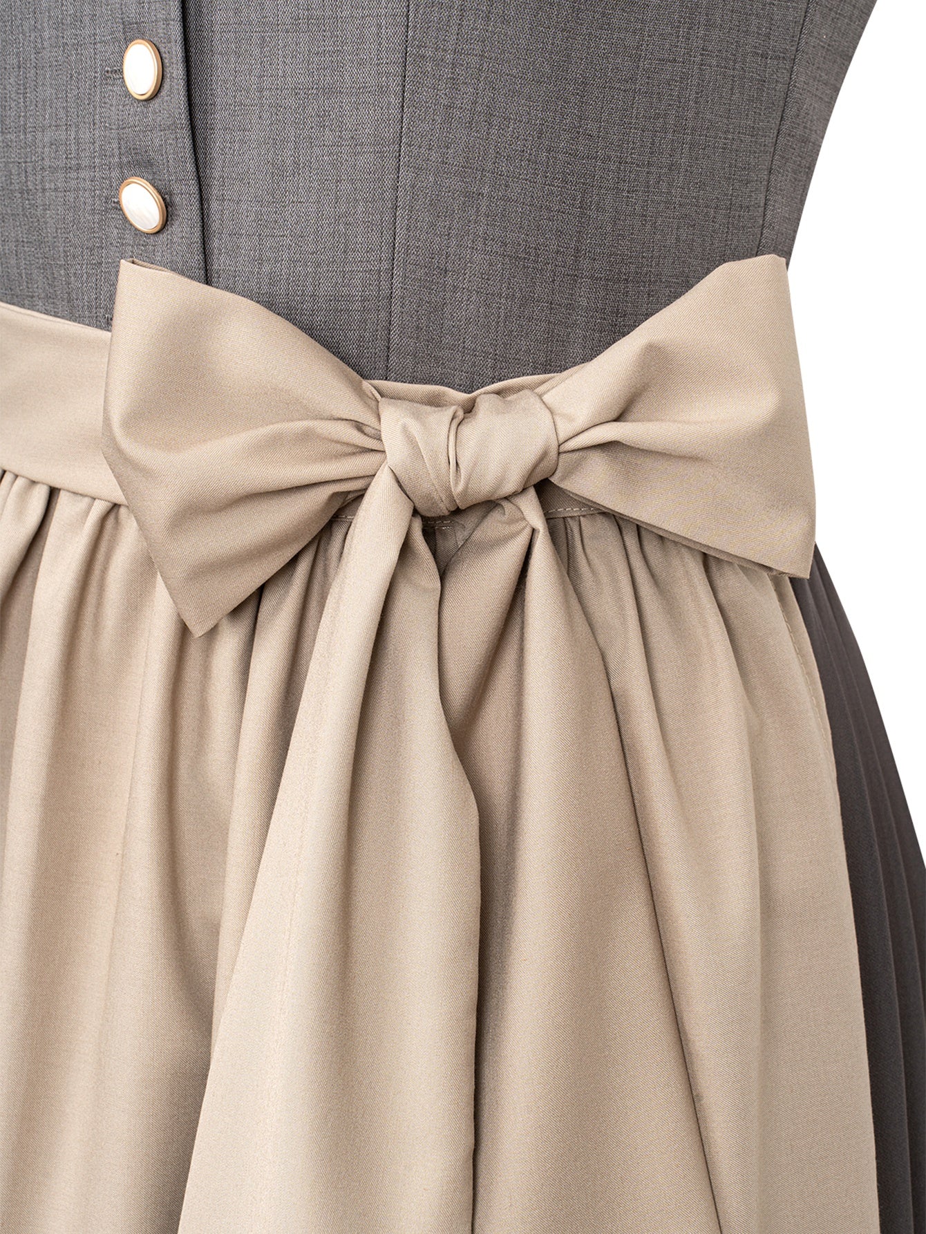 Dirndl Damen Grau 70cm Gerader Ausschnitt Kleid