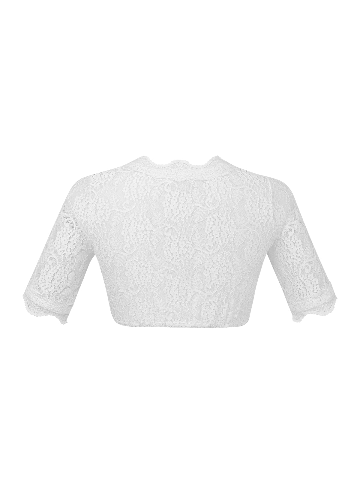 Dirndlbluse Damen Weiß Kurzarm V-Ausschnitt