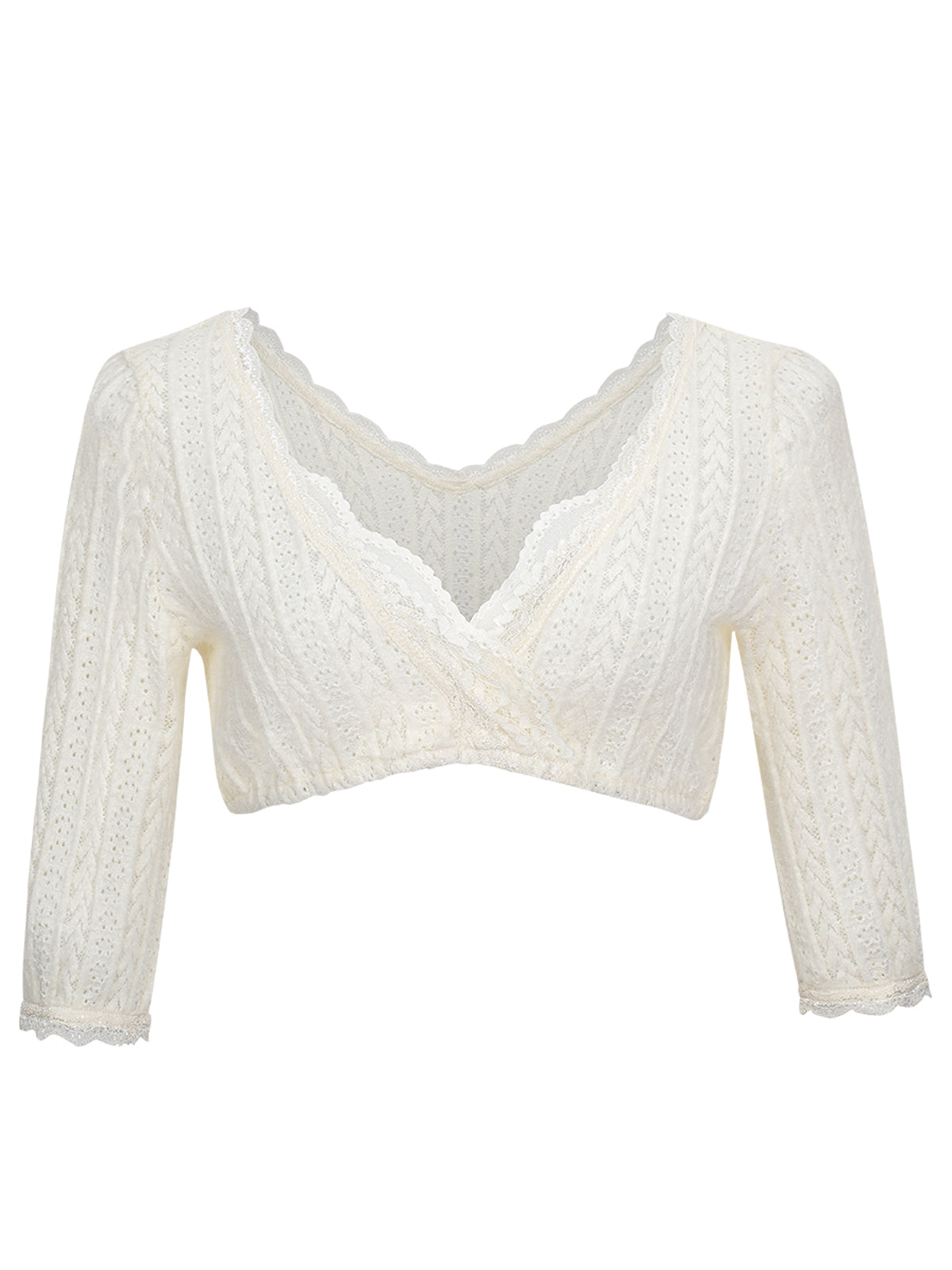 Dirndlbluse Damen Weiß Halbarm V-Ausschnitt