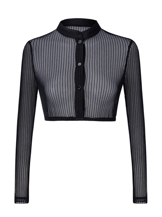 Dirndlbluse Damen Schwarz Langarm Hochgeschlossen