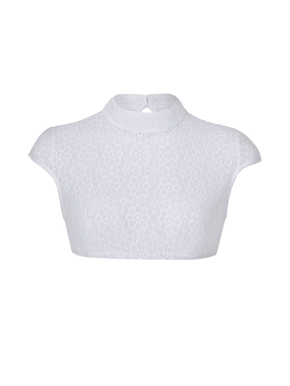 Dirndlbluse Damen Weiß Halbarm Hochgeschlossen