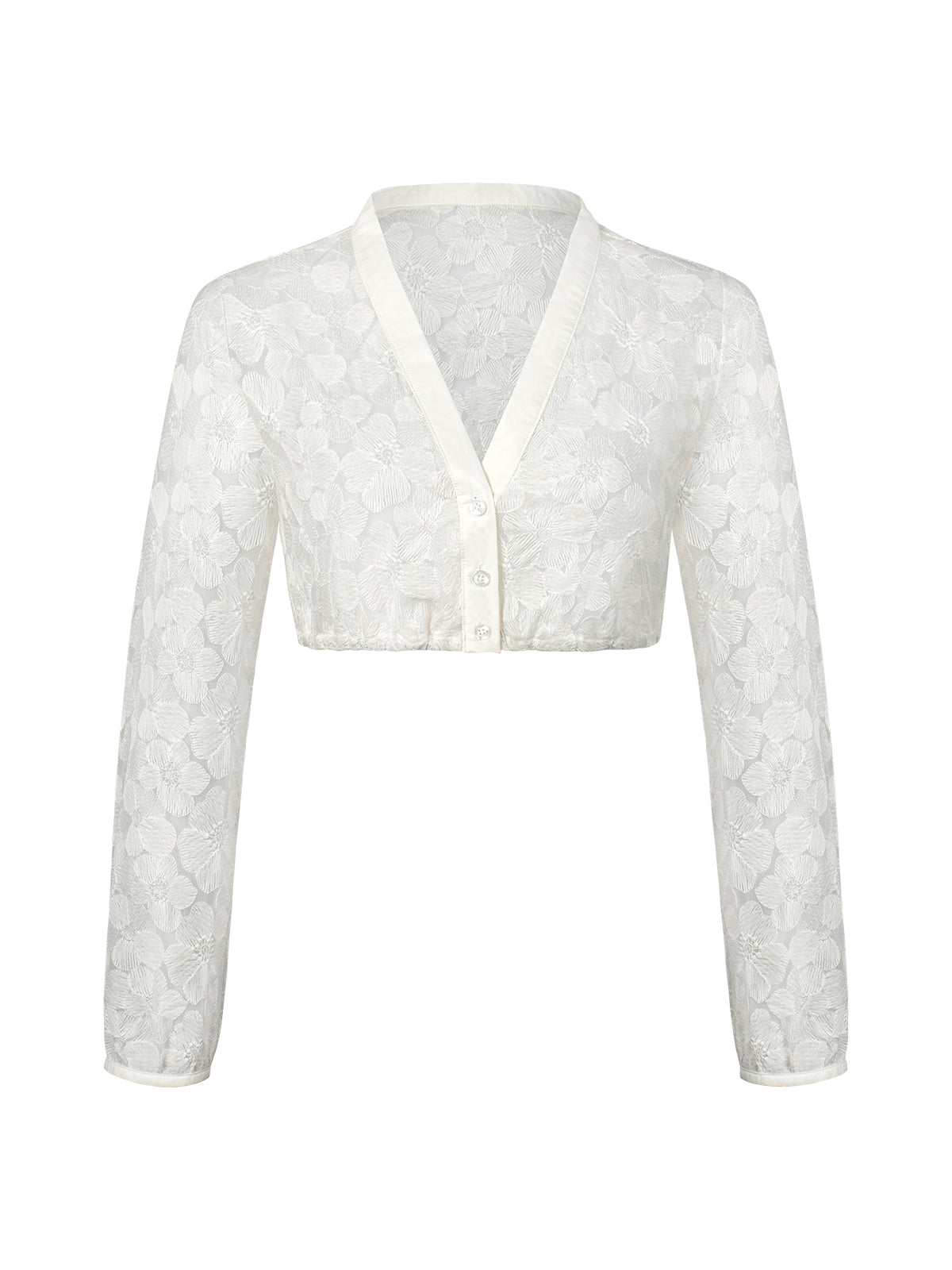 Dirndlbluse Damen Weiß Langarm V-Ausschnitt