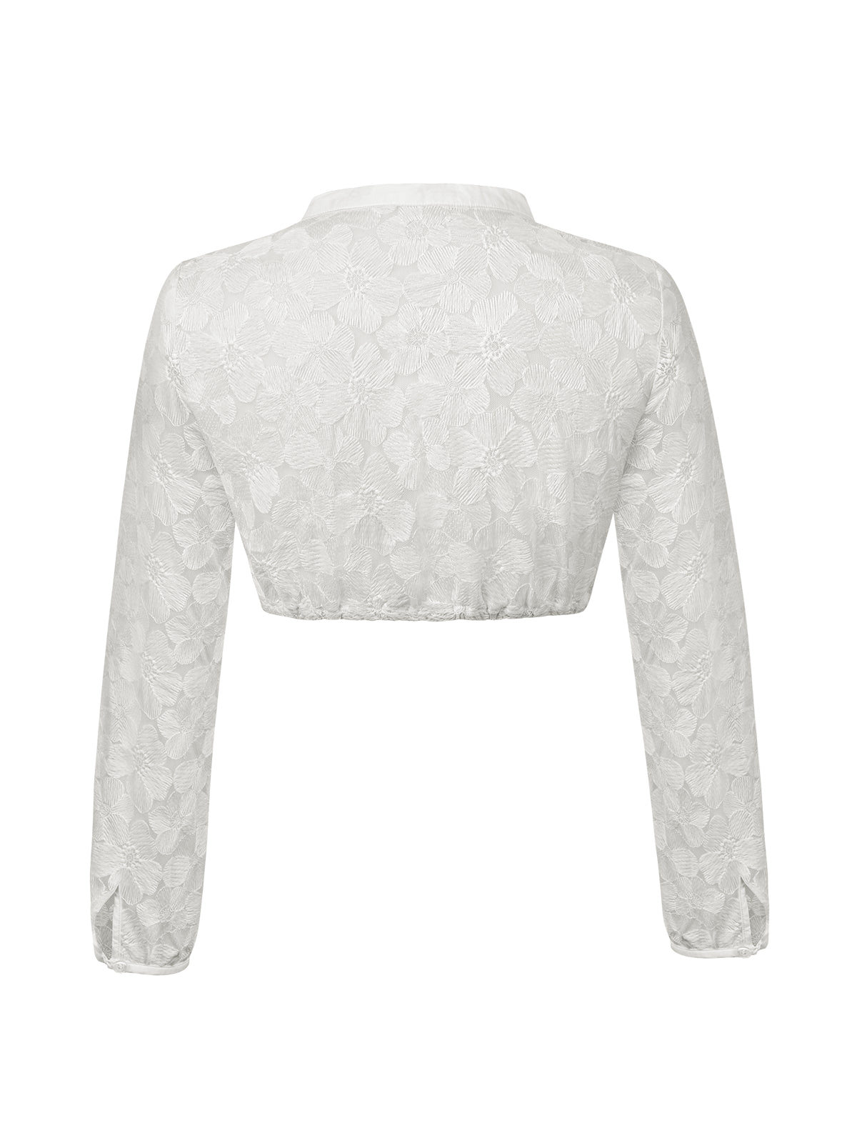 Dirndlbluse Damen Weiß Langarm V-Ausschnitt