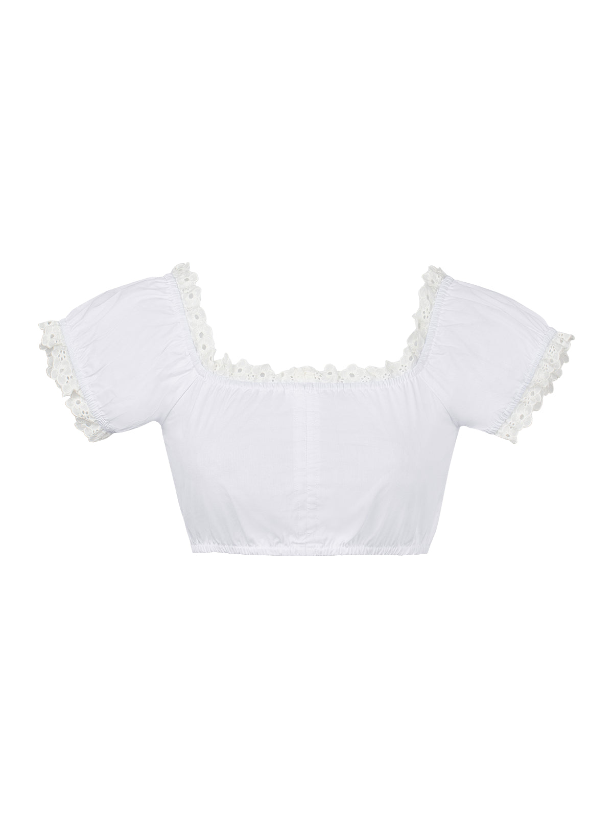 Dirndlbluse Damen Weiß Kurzarm Schulterfreier Ausschnitt