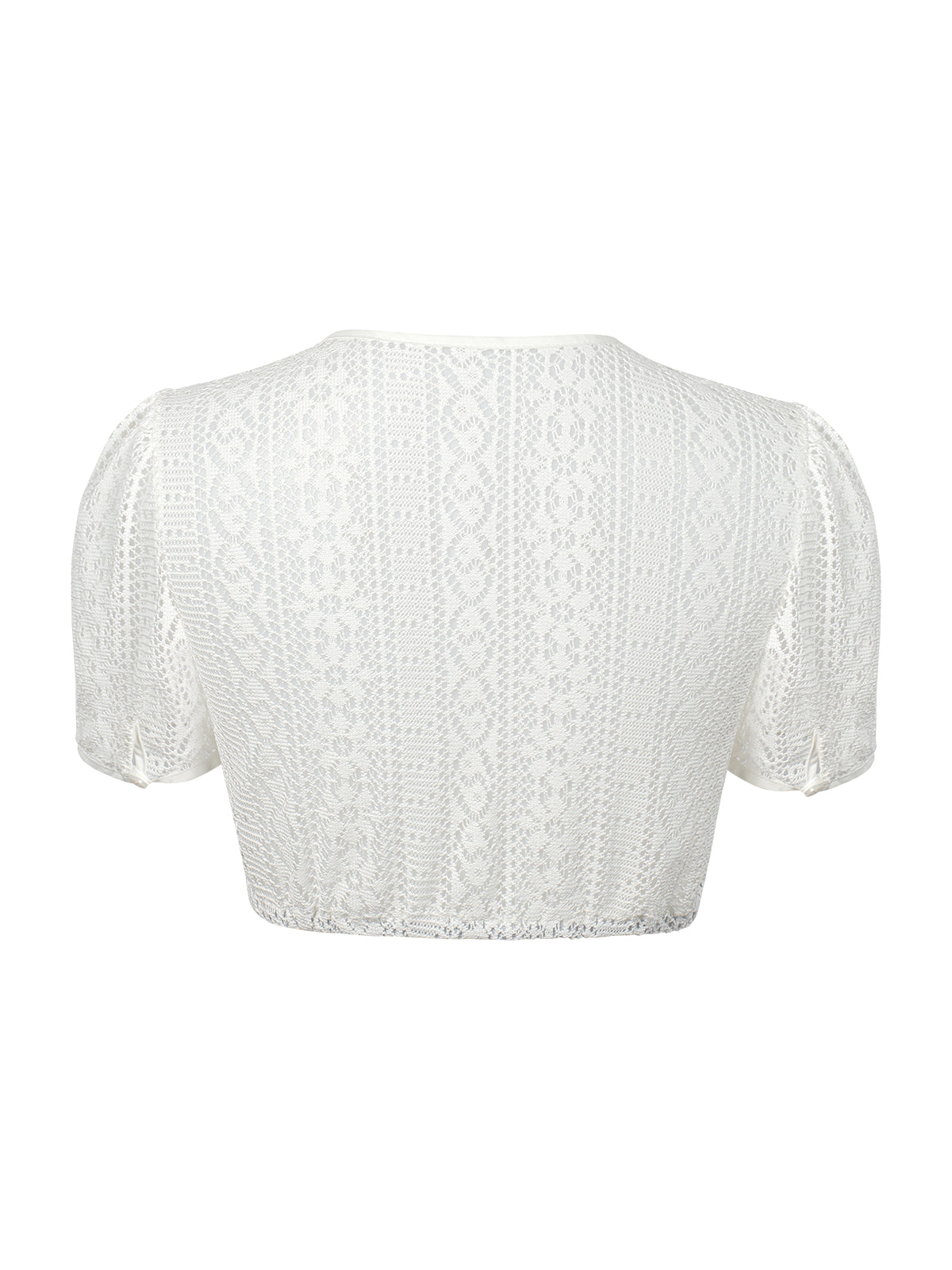 Dirndlbluse Damen Weiß Kurzarm Rundhals