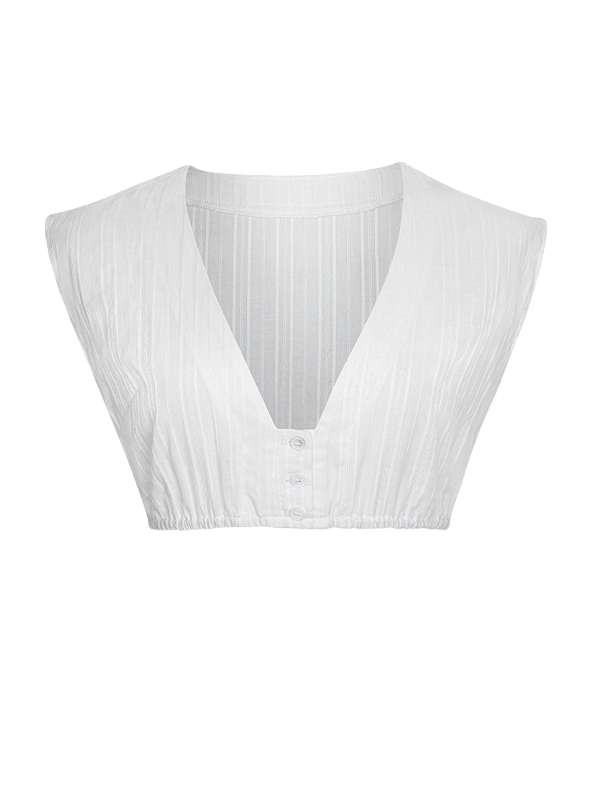 Dirndlbluse Damen Weiß Ärmellos V-Ausschnitt