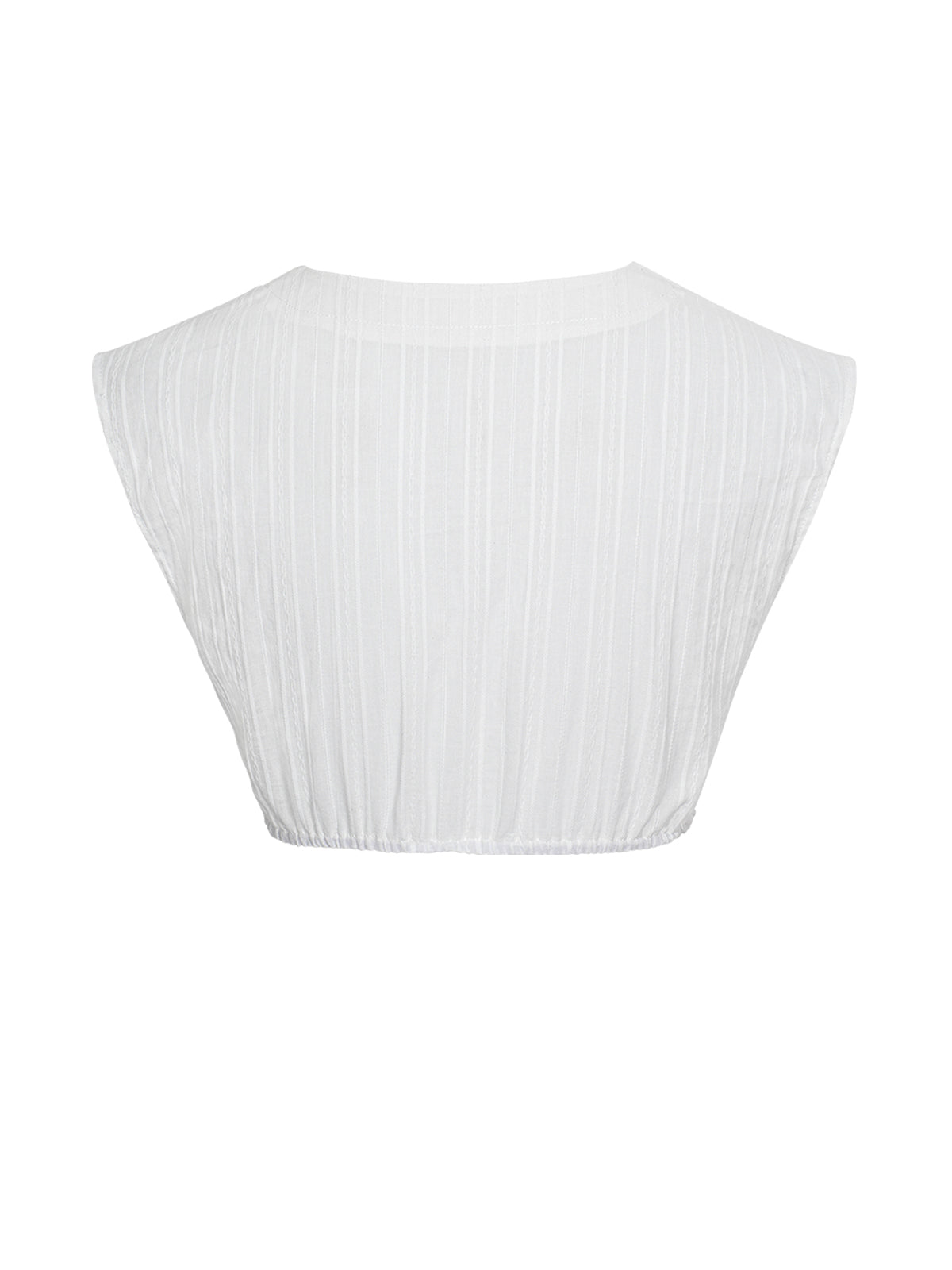 Dirndlbluse Damen Weiß Ärmellos V-Ausschnitt