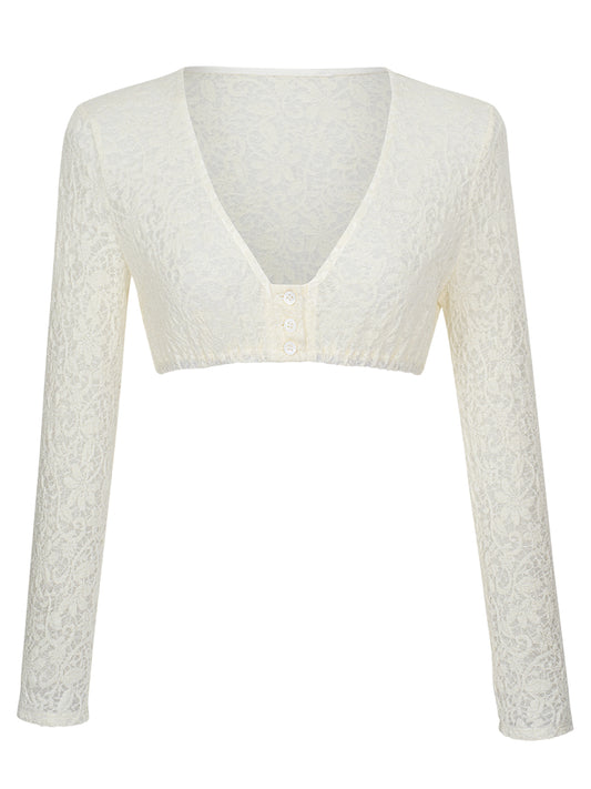 Dirndlbluse Damen Weiß Langarm V-Ausschnitt