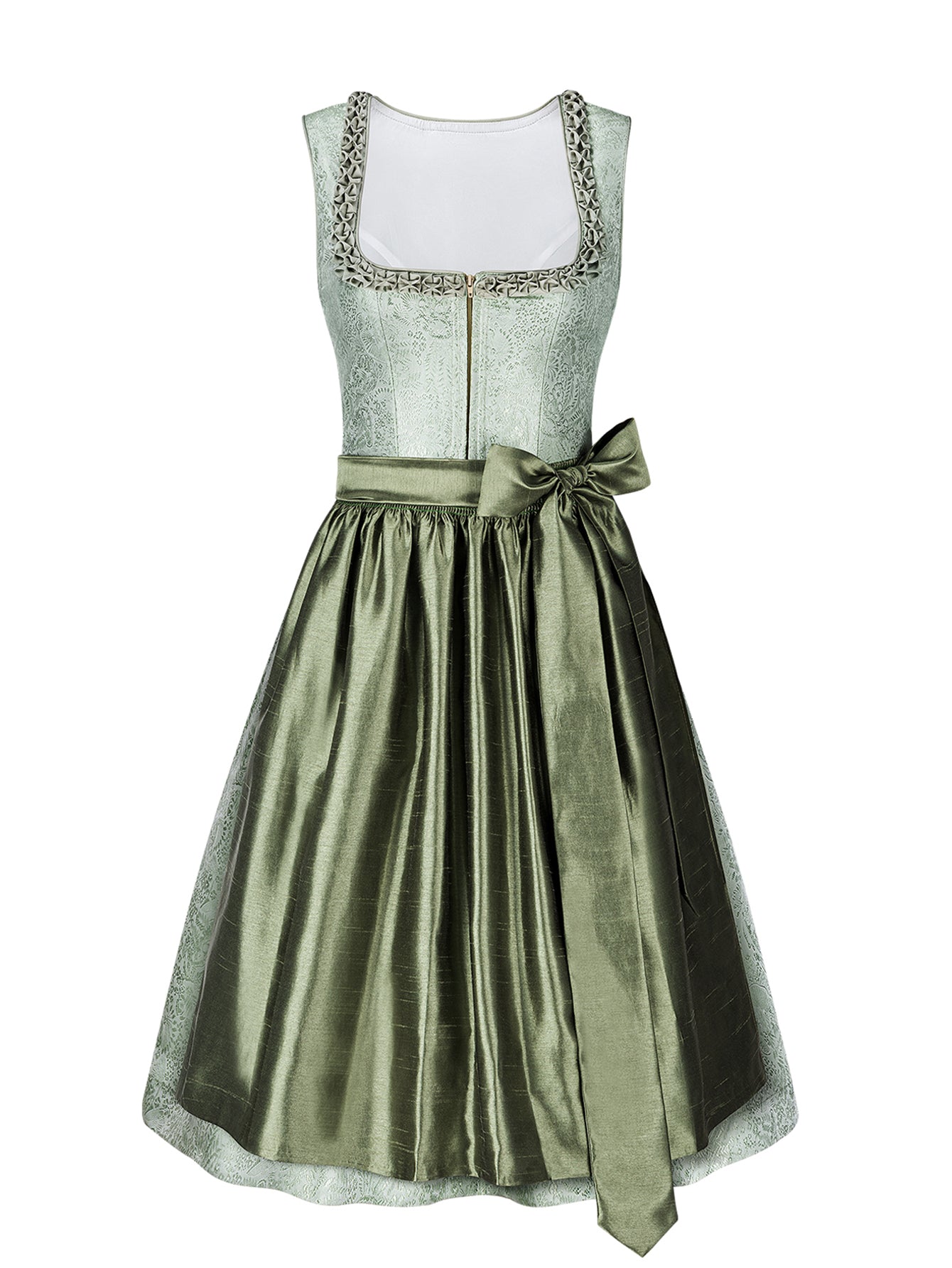 Dirndl Damen Grün 60cm Gerader Ausschnitt Kleid