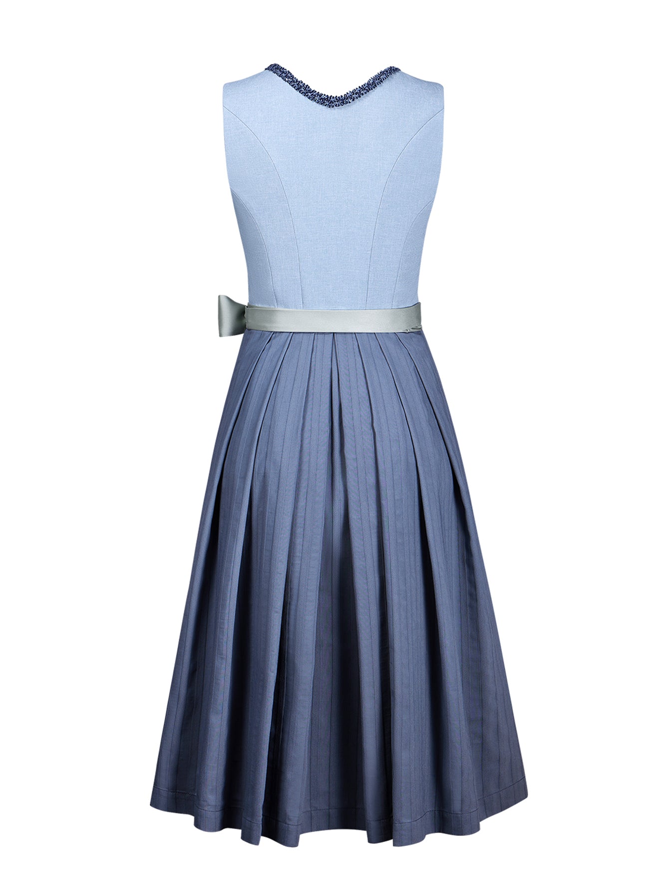 Dirndl Damen Blau 70cm Herz-Ausschnitt Kleid