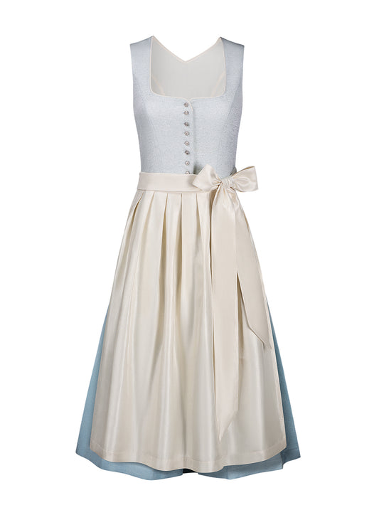 Dirndl Damen Blau 70cm Herz-Ausschnitt Kleid