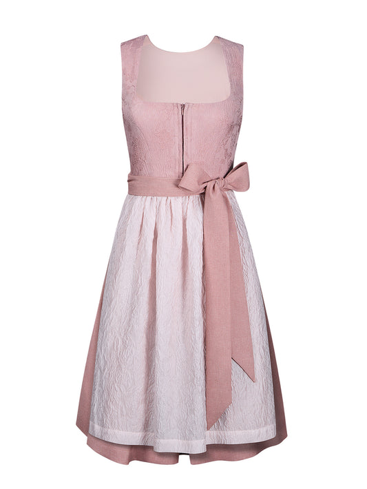 Dirndl Damen Rosa 60cm Gerader Ausschnitt Kleid