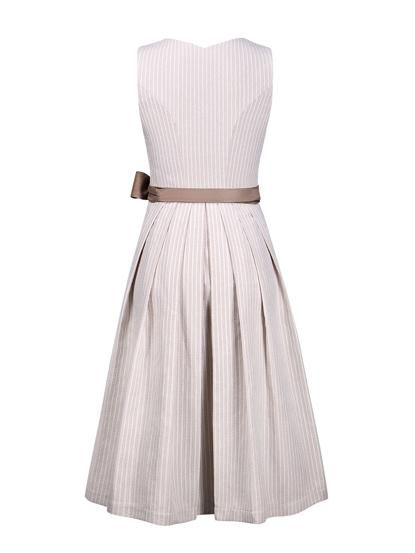 Dirndl Damen Beige 70cm Gerader Ausschnitt Kleid