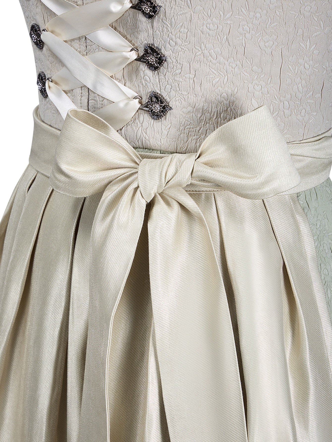 Dirndl Damen Beige 70cm Gerader Ausschnitt Kleid