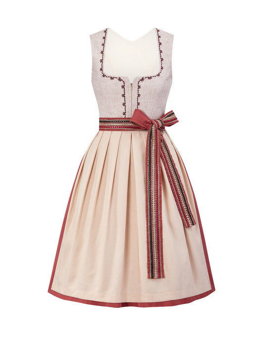 Dirndl Damen Rosa 60cm Gerader Ausschnitt Kleid