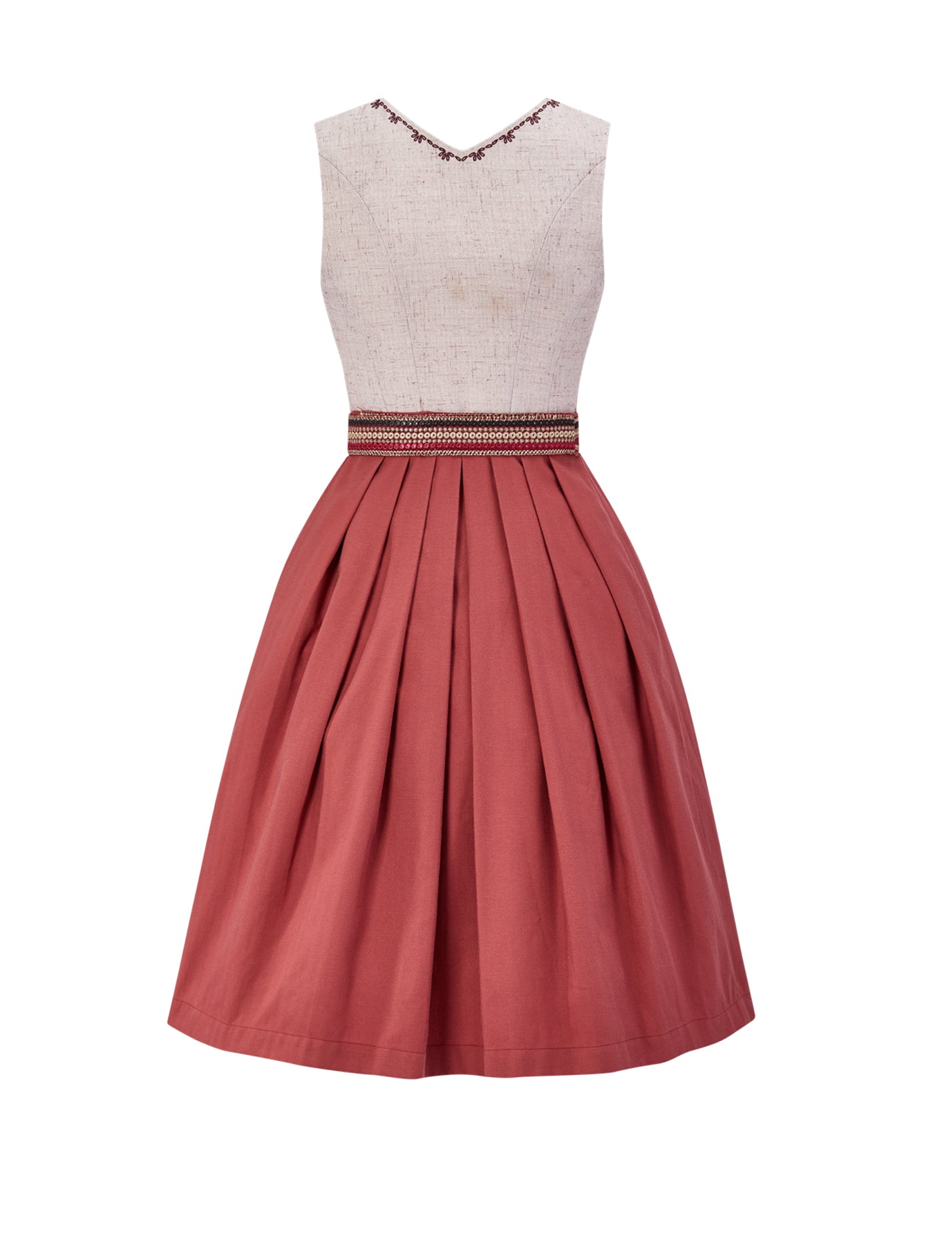 Dirndl Damen Rosa 60cm Gerader Ausschnitt Kleid