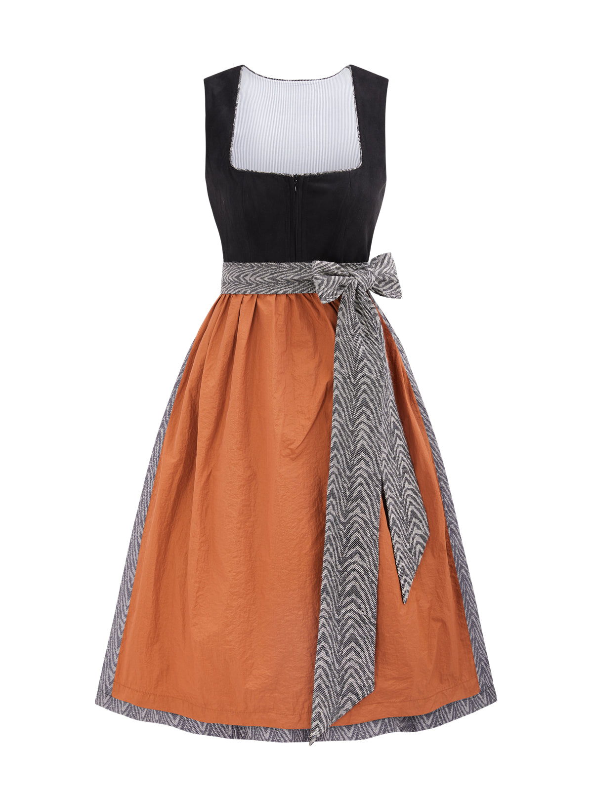 Dirndl Damen Schwarz 70cm Gerader Ausschnitt Kleid