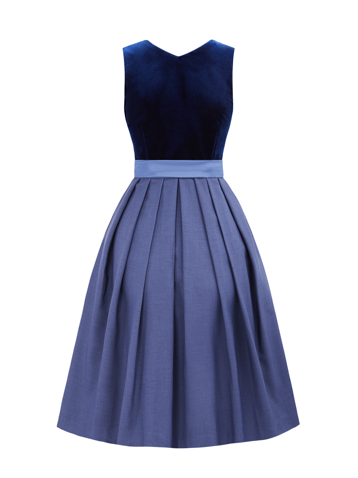 Dirndl Damen Blau 70cm Gerader Ausschnitt Kleid