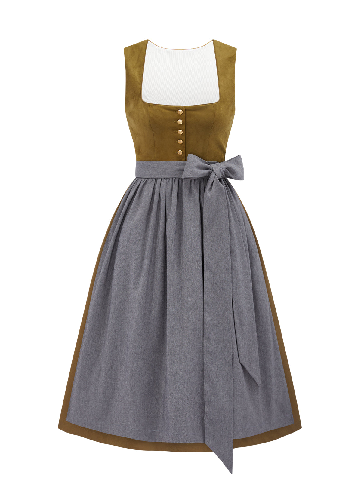 Dirndl Damen Grün 70cm Gerader Ausschnitt Kleid