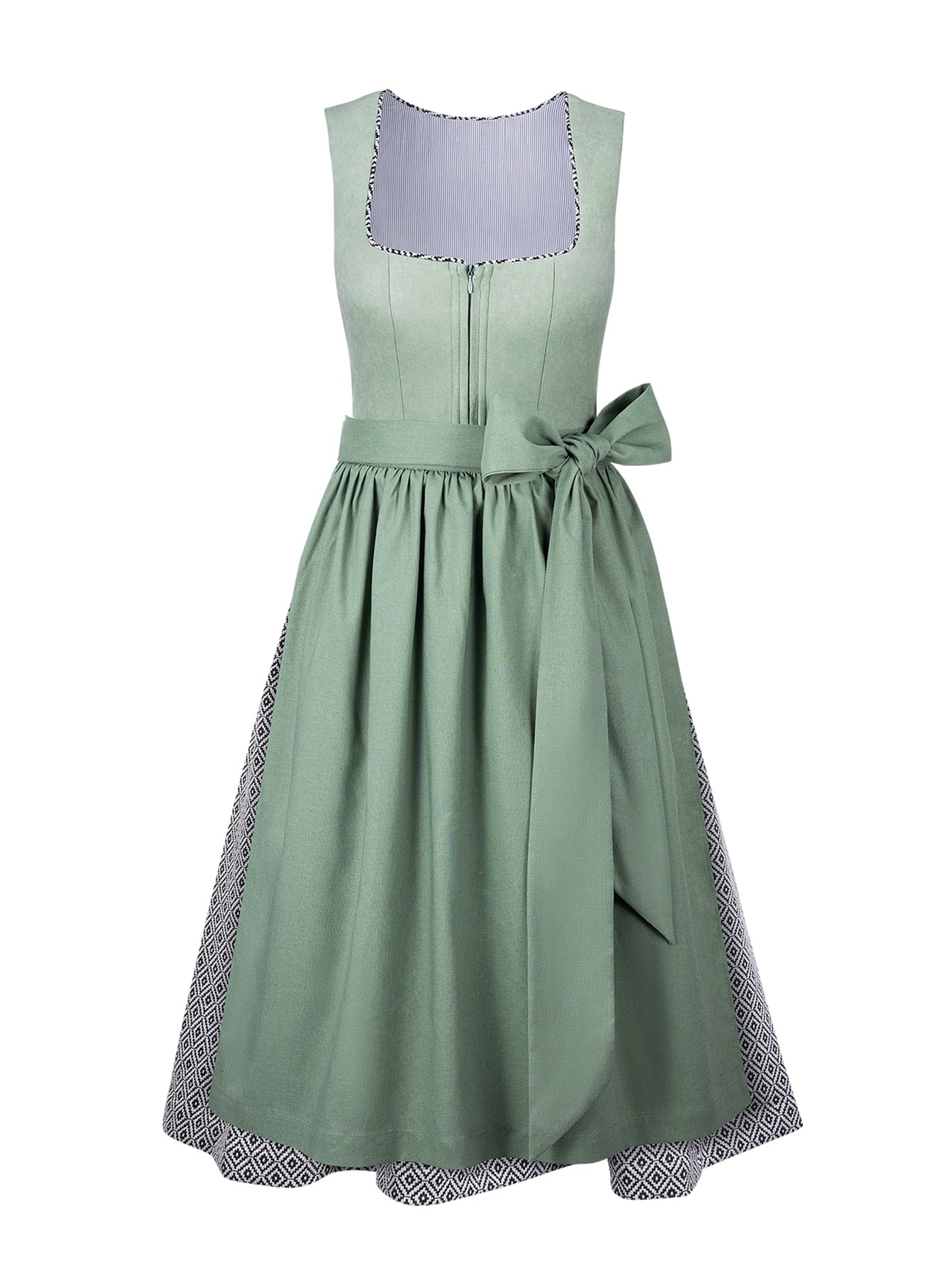 Dirndl Damen Grün 70cm Gerader Ausschnitt Kleid