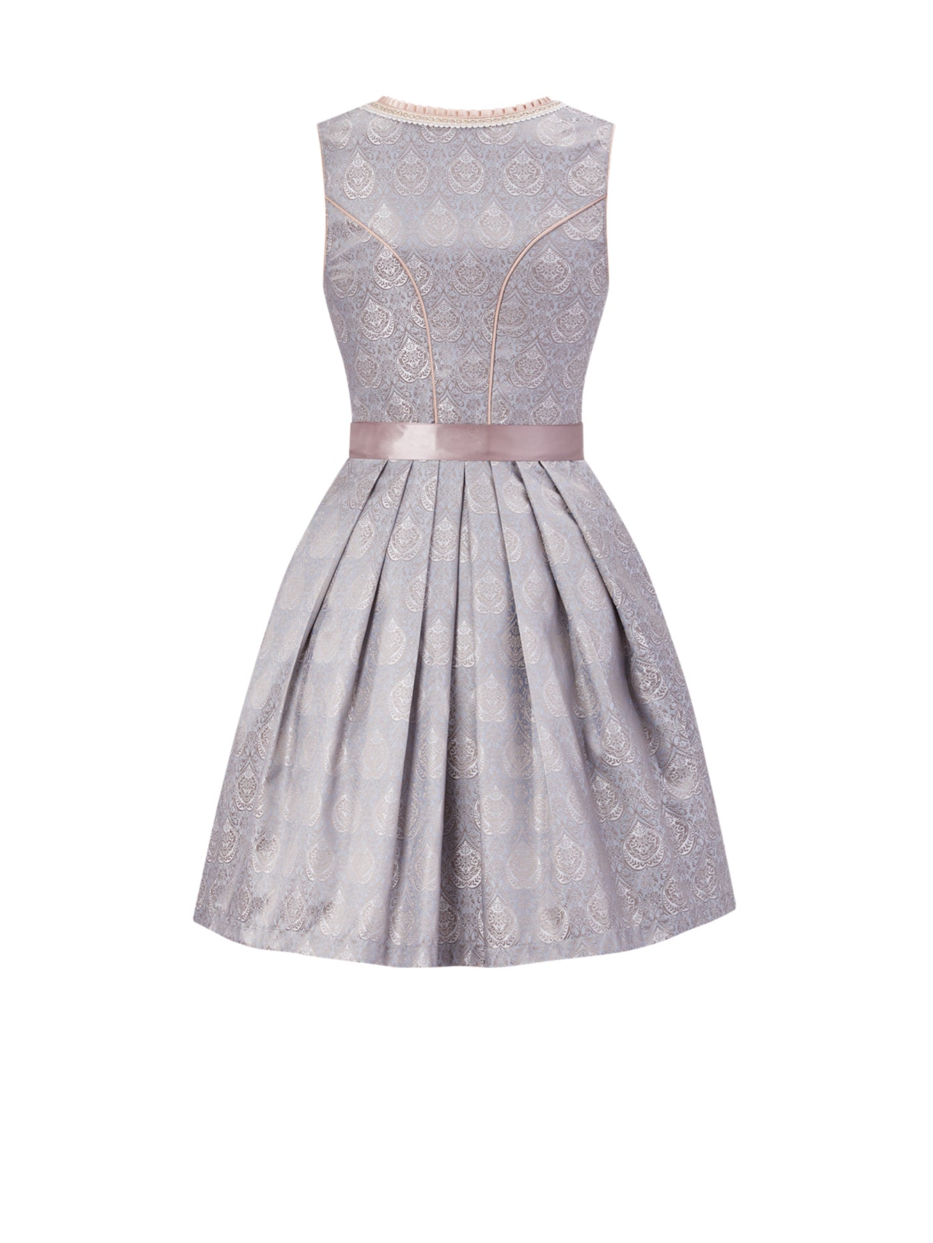 Dirndl Damen Grau 50cm Herz-Ausschnitt Kleid