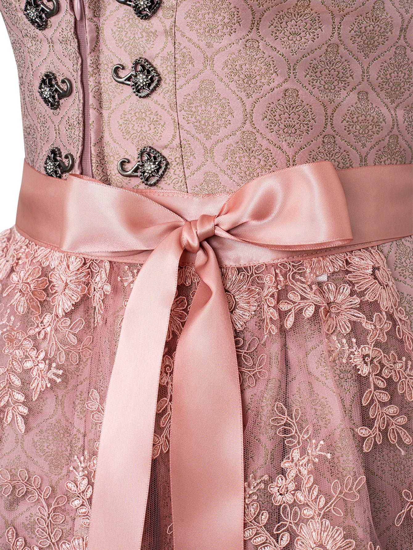 Dirndl Damen Rosa 50cm Herz-Ausschnitt Kleid