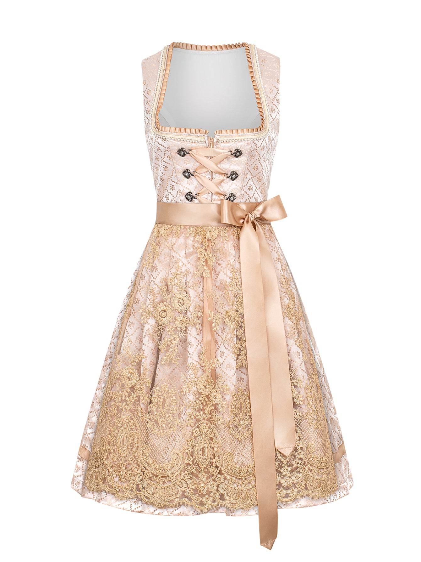 Dirndl Damen Gelb 50cm Herz-Ausschnitt Kleid