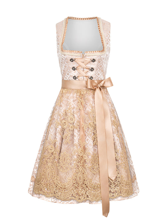 Dirndl Damen Gelb 50cm Herz-Ausschnitt Kleid