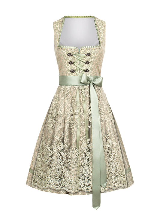 Dirndl Damen Grün 50cm Gerader Ausschnitt Kleid