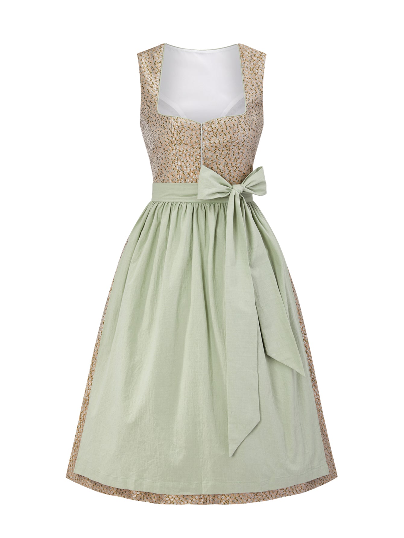 Dirndl Damen Grün 70cm Herz-Ausschnitt Kleid