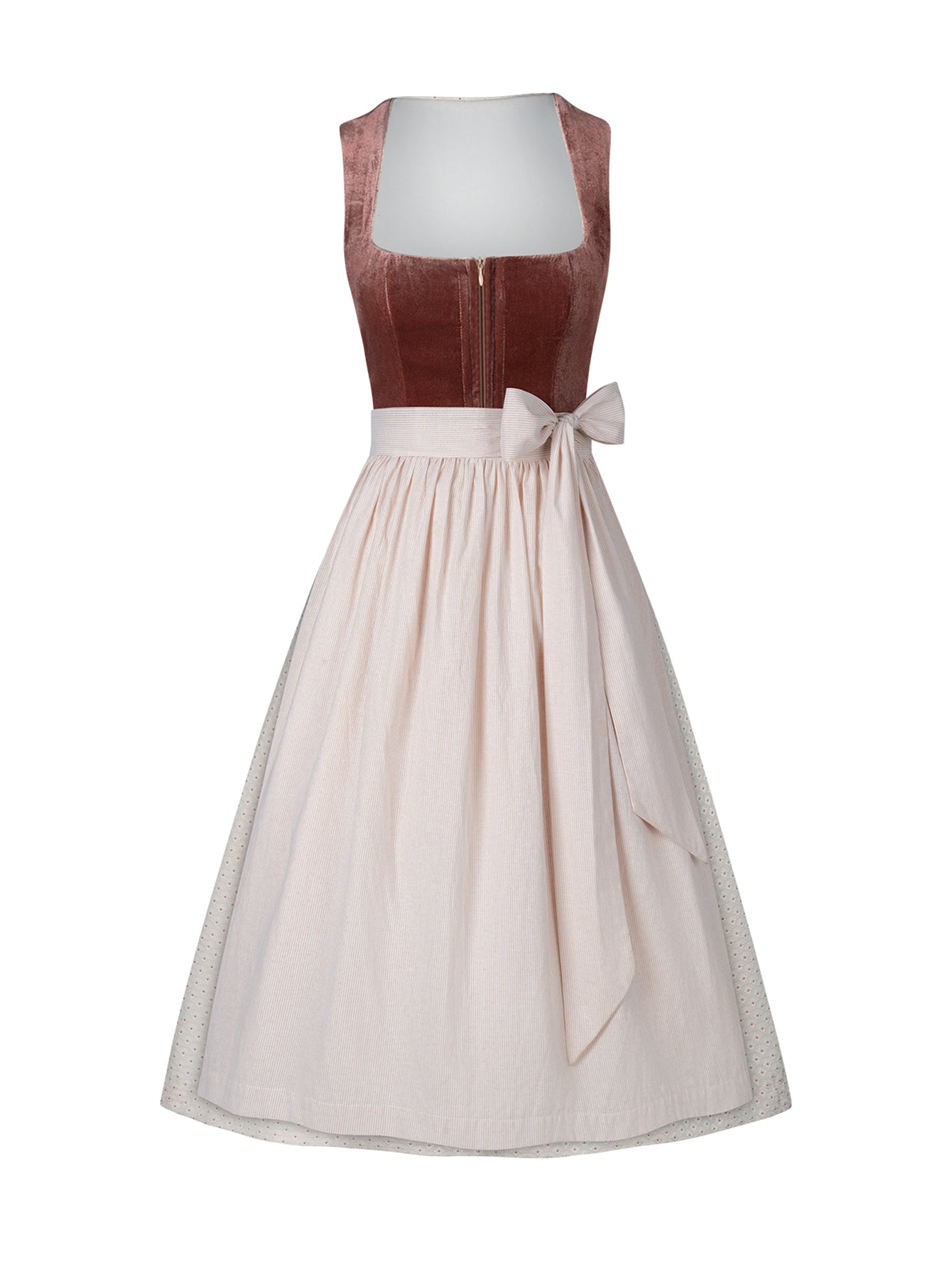 Dirndl Damen Rosa 70cm Gerader Ausschnitt Kleid