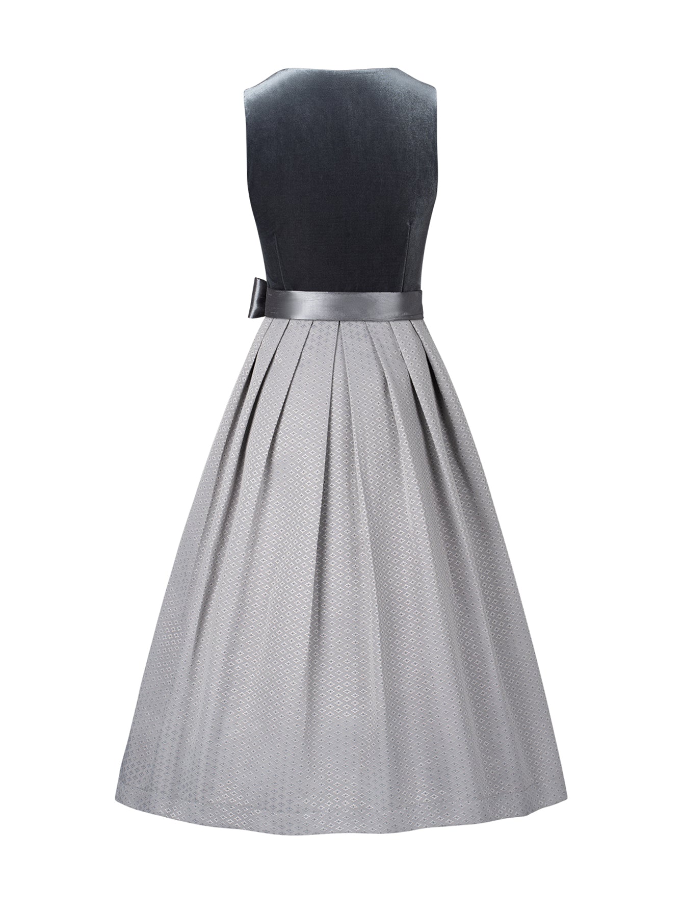 Dirndl Damen Grau 70cm Gerader Ausschnitt Kleid