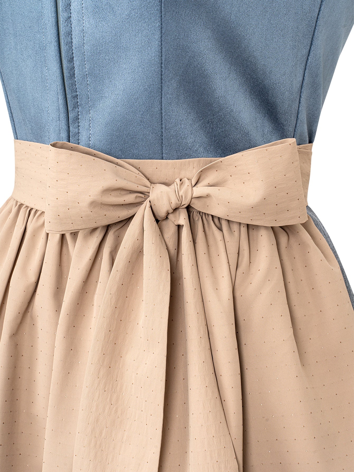 Dirndl Damen Blau 70cm Gerader Ausschnitt Kleid