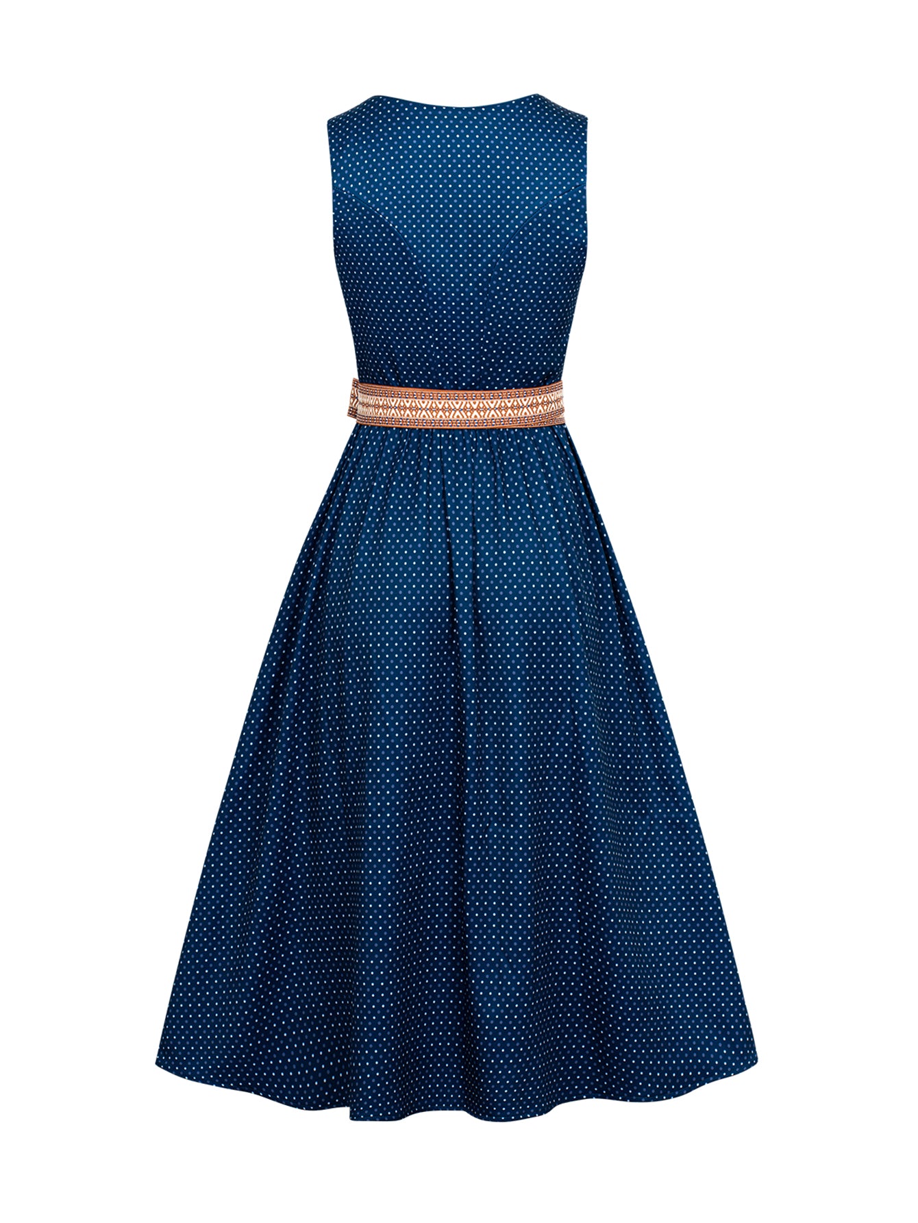 Dirndl Damen Blau 70cm Gerader Ausschnitt Kleid